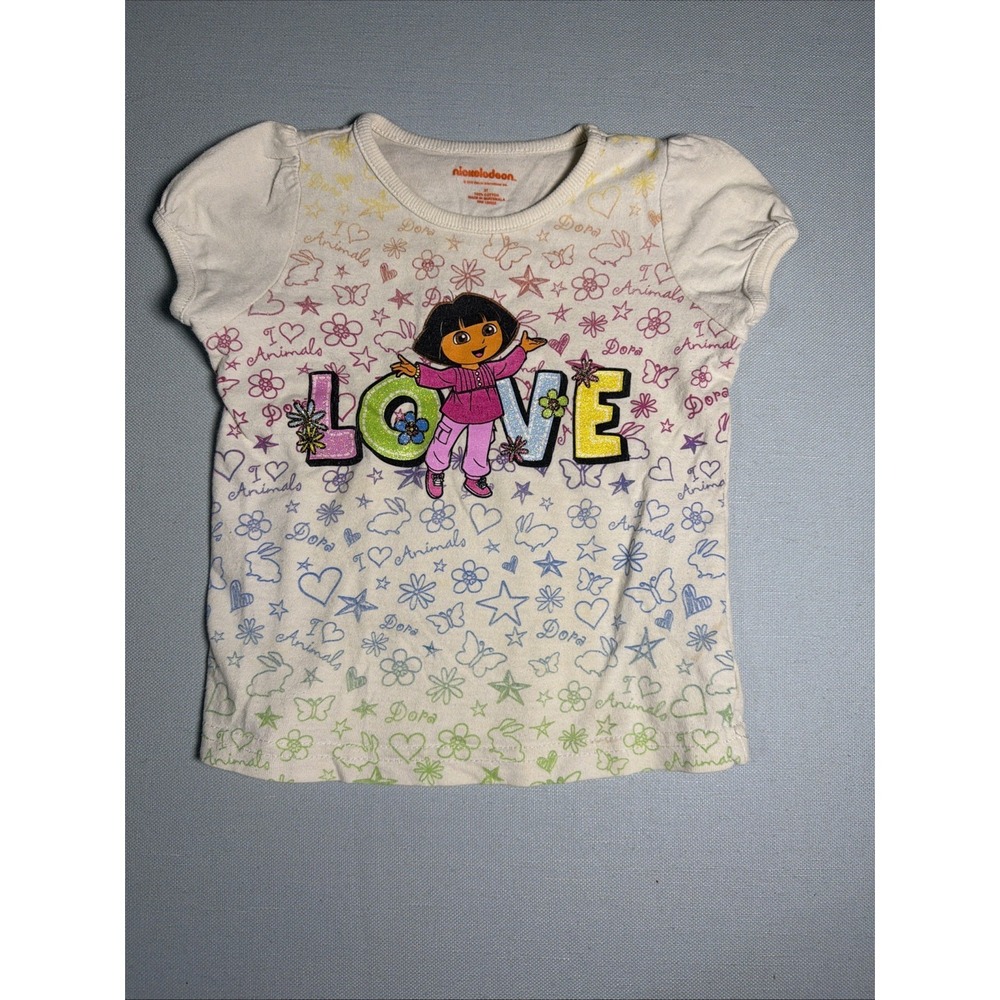 2010 Nick Jr Dora the Explorer Short Sleeve Shirt Cartoon Y2K Size 3T